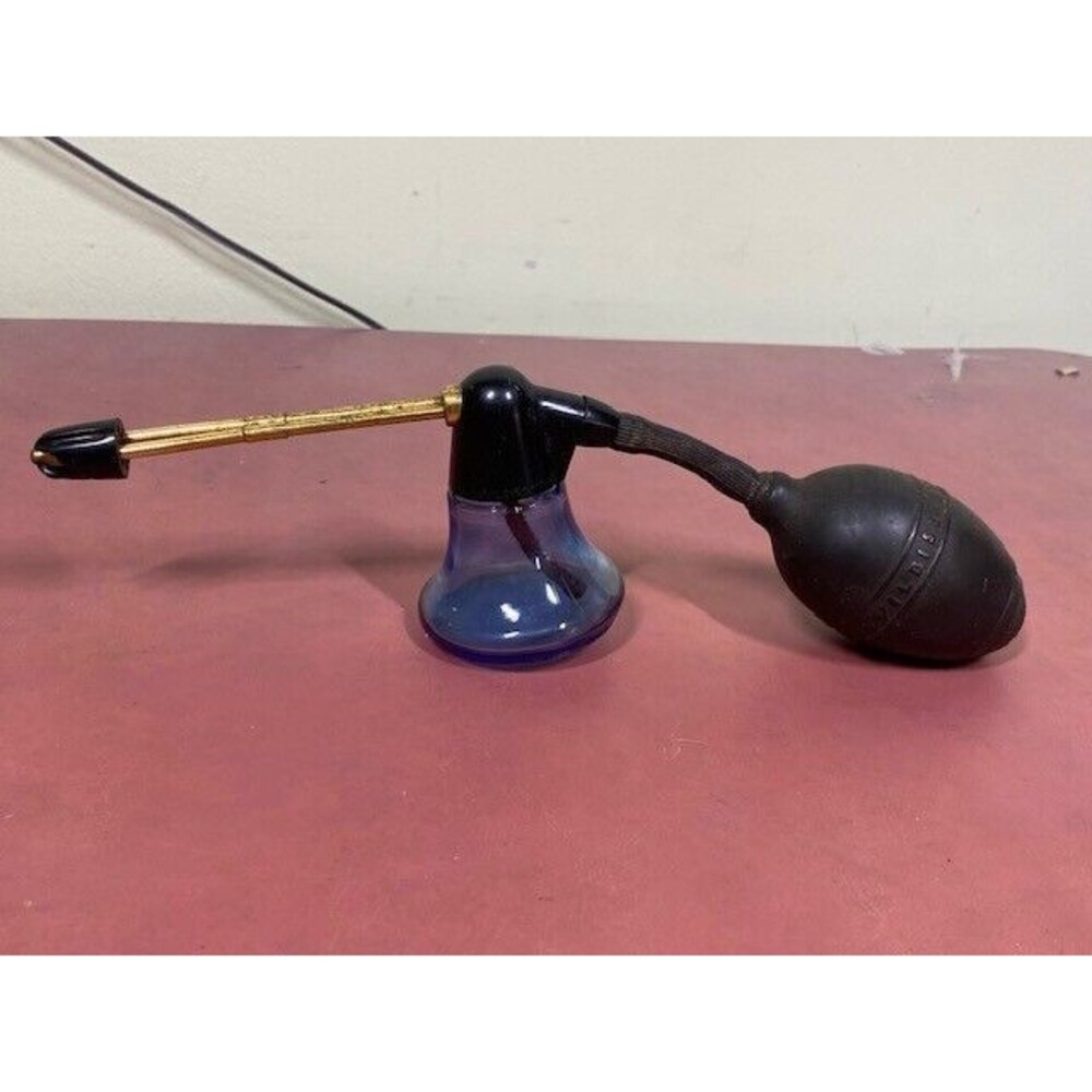 Vintage DeVilbiss Cobalt Blue Glass Medical Nose & Throat Atomizer Sprayer